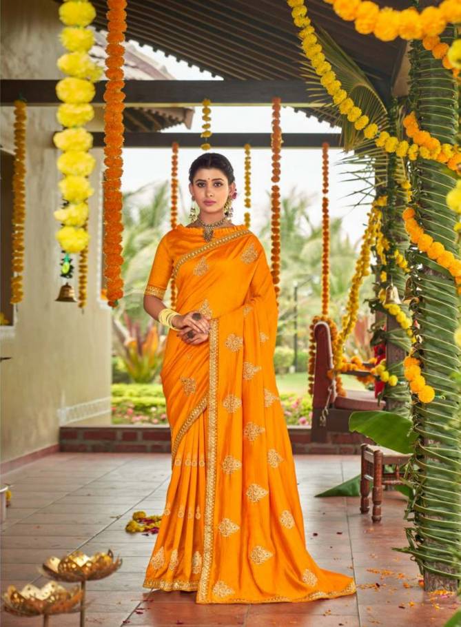Kalista Euro 4 Fancy Designer Festive Wear Vichitra Silk Saree Collection